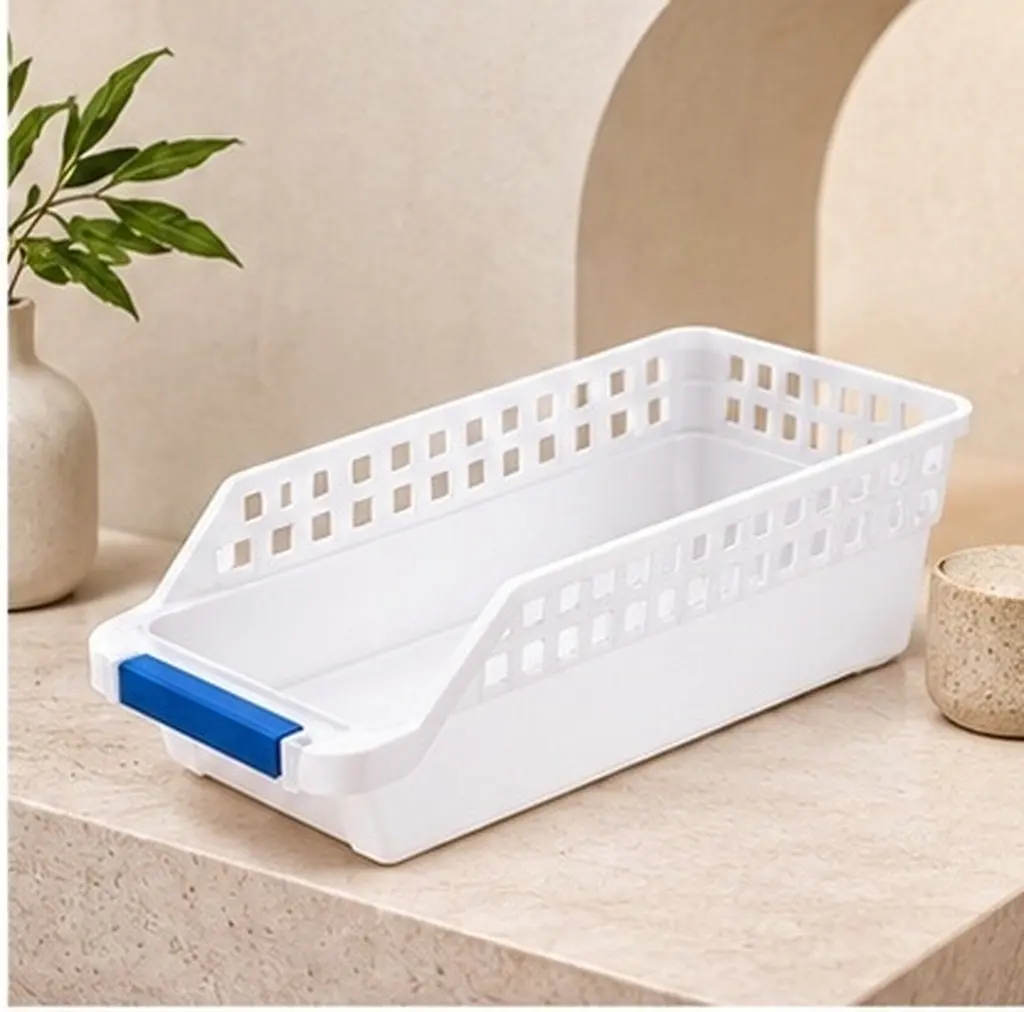 4Pcs Drawer Style Kitchen Storage Basket High Grade Plastic Ventilated Sundry Organizer for Fruits Vegetables Seasonings Drinks