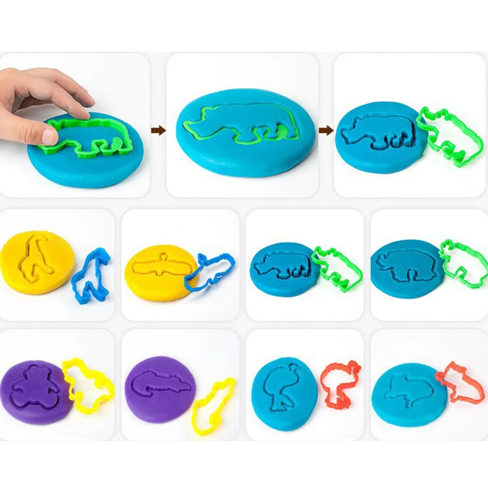 Conjunto de moldes de argila colorida, ferramentas de plasticina para crianças, rolo de corte, atividade artesanal, kit de desenvolvimento de criatividade educacional com 10 peças