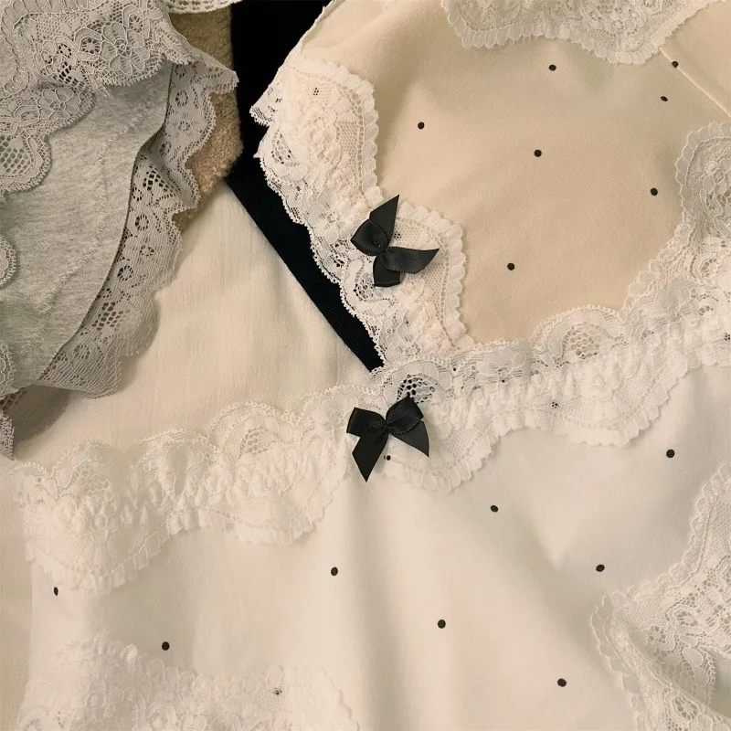 Bragas de lunares de encaje para mujer, ropa interior Sexy de cintura media, ropa interior de algodón puro, bragas suaves transpirables para mujer, bragas íntimas