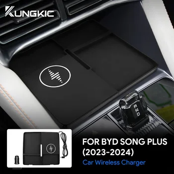 BYD Song Plus 2023 2024 차량용 무선 충전기, 15W 휴대폰 고속 충전 거치대, LHD RHD 액세서리