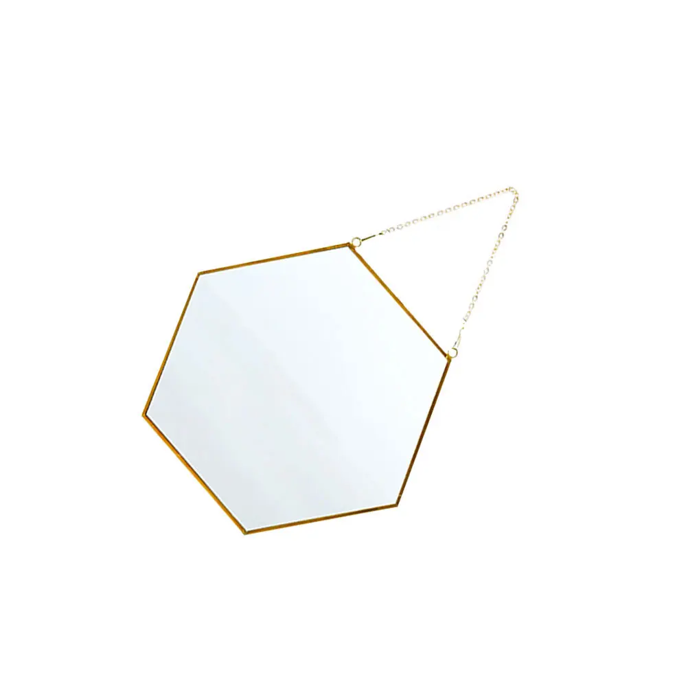 

Mirror Wall Hanging Vanity Metal Makeup Wall-mounted Golden Bathroom Decorative