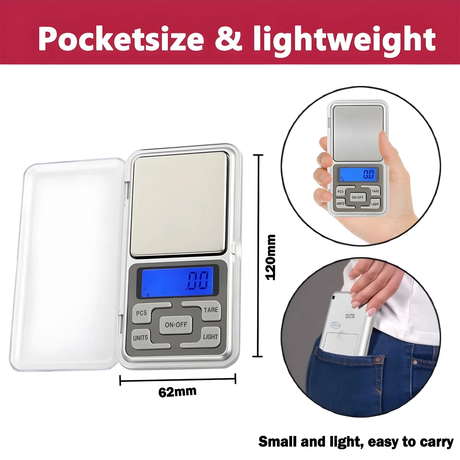 Mini Electronic 500g X 0.01g Digital Scale Ultra Precision Gram Grain Pocket Scale Portable Jewelry Weight Balance