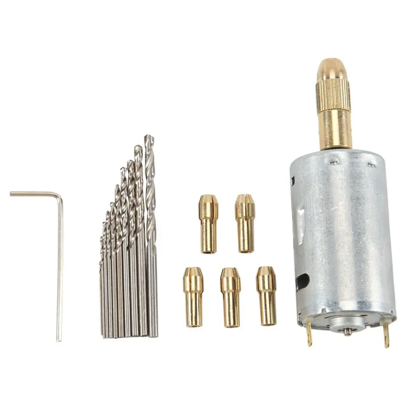 [NEWA08R】 Mini Electric Hand Drill Bit Set DC 12V Motor 0.5-3Mm HSS Twist Drill Bit With 5Pcs Chuck Collets Fits Drilling Hole S