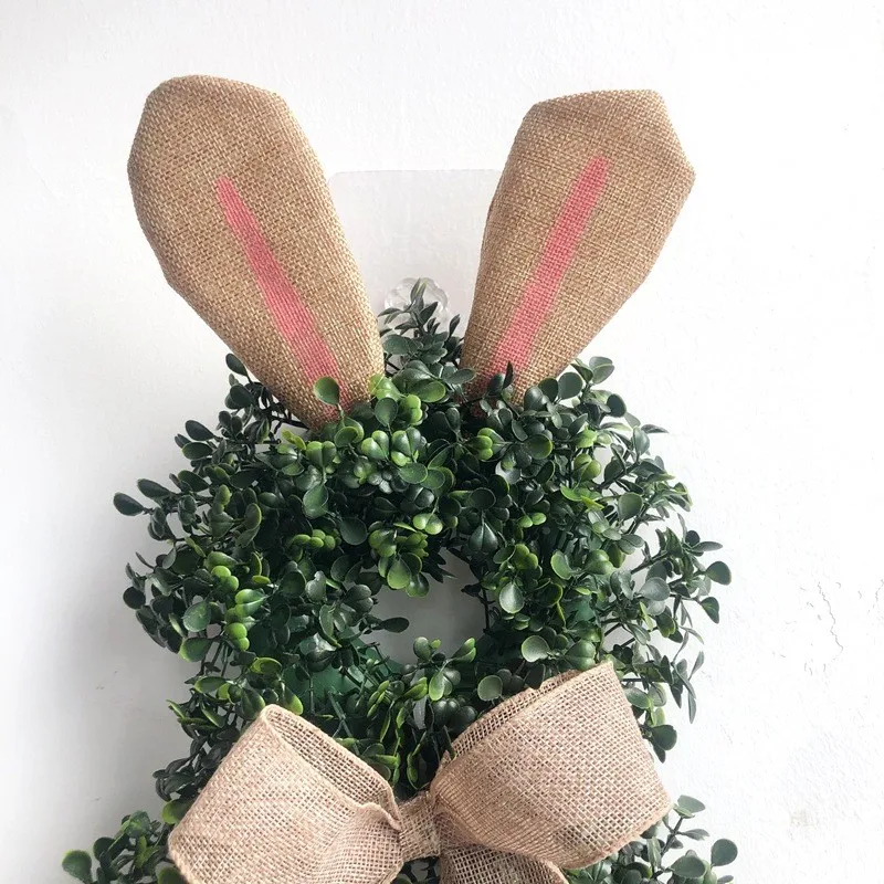 1 Pack Valentine\'s Day Easter Decorative Garland No. 8 Rabbit Ears Pendant Door Wall Decoration Plastic Artificial Plant Party Layout Background