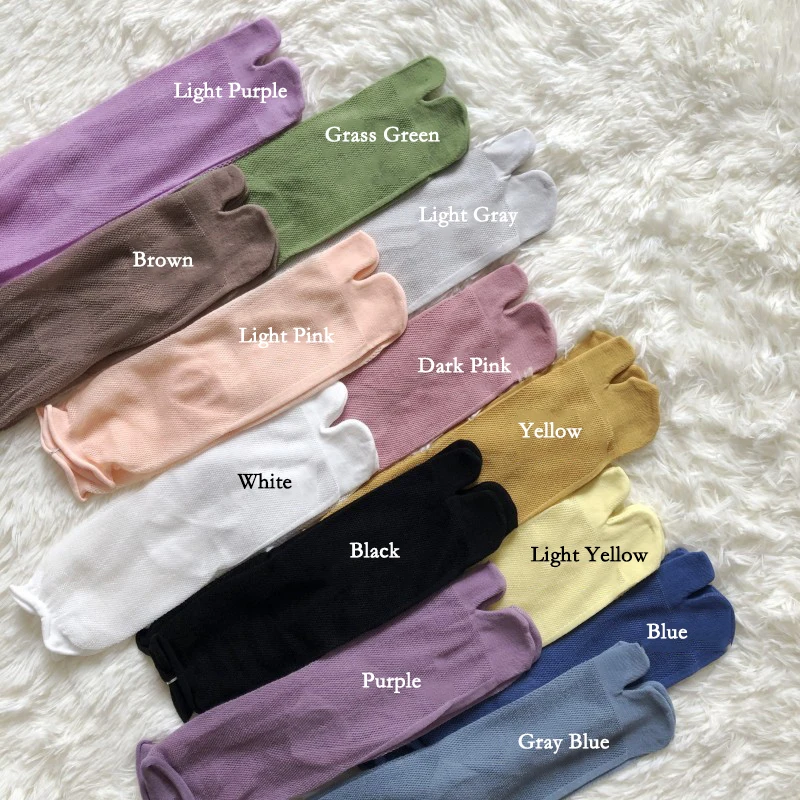 Comfortable Soft Combed Cotton Summer Thin Split Toe Woman Mesh Socks Candy Color Striped Two-Toed Japanese Harajuku Tabi Sox