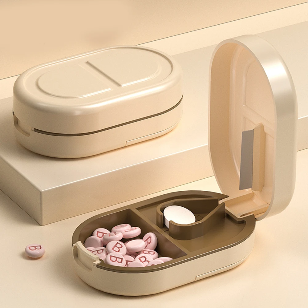 Portable Pill Box Small And Compact Sealed Mini Pill Organizer Pill Splitter Cutter And Portable Tool For Cutting