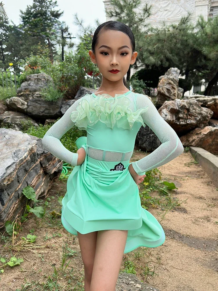 Rumba Tango Latin Dance Dress Girls Competition Ballroom Dance Dresses Kids Latin Samba Dance Clothes Child Performance Costumes