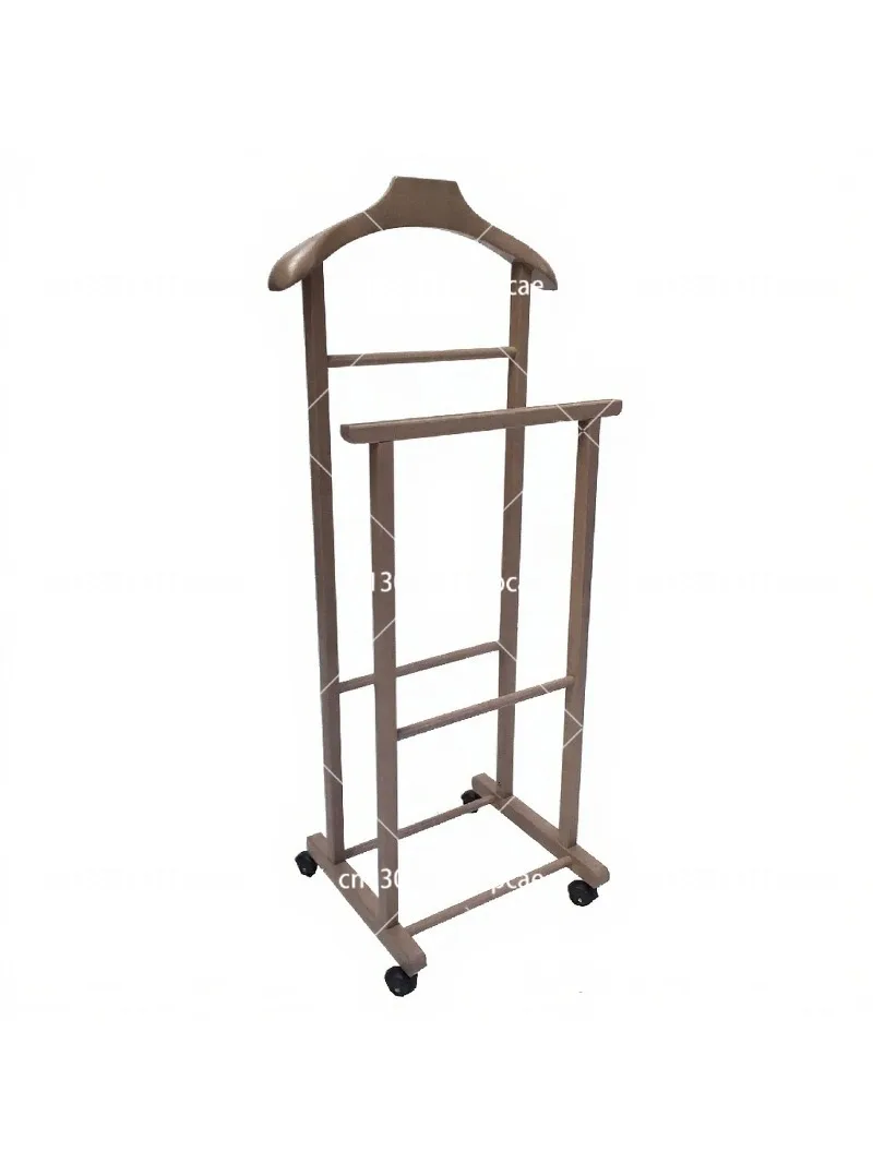 Premium Italian Double Valet Stand in Beech Wood Pigeon Grey Color and Shape Hanger with Bedroom Shape Hanger