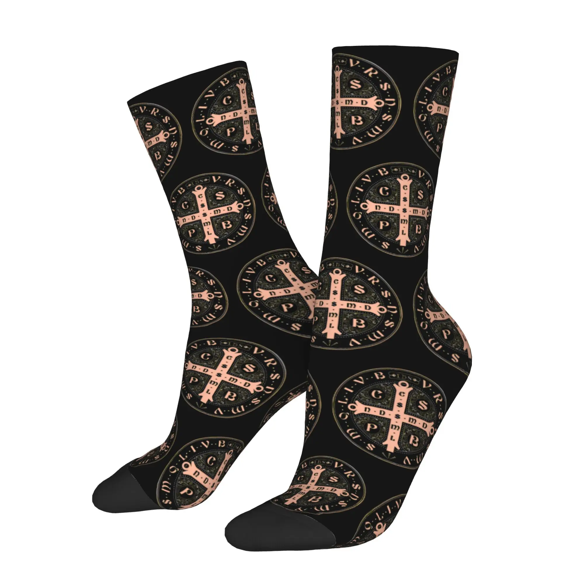 

Saint Benedict's Medal Sock Printed Man Polyester Fashion Popular
