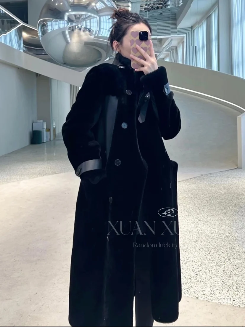 2023 New Original Real Fur Coat Women\'s Winter Jacket Natural Sheep Shearling Coats and Jackets for Women Over Knee Long Clothes