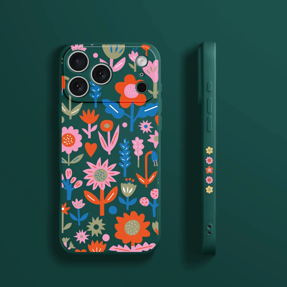 غطاء من البولي يوريثان الحراري على شكل زهرة ملونة لهاتف iPhone17 ProMax 17 Air 16 15 14 13 12 11 Pro Max XS Max7 8 Plus 16e 16 Plus