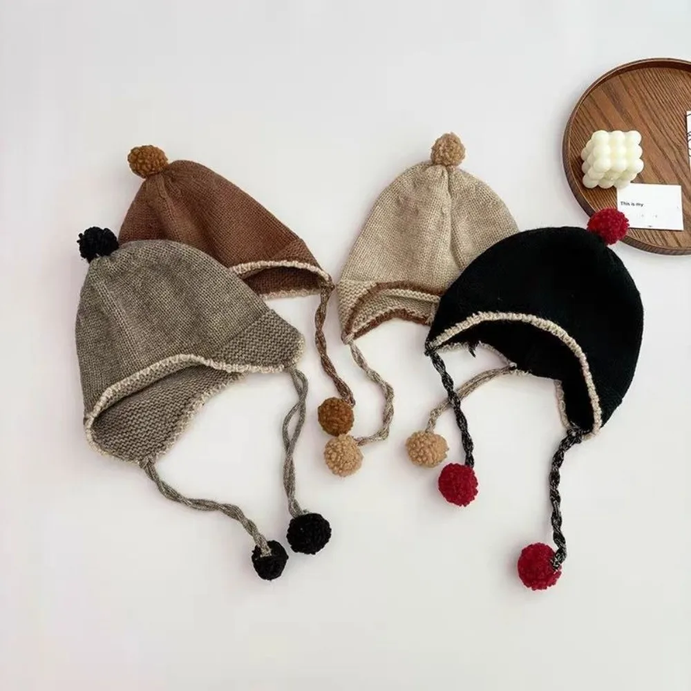 

Новый вязаный пуловер, теплая ветрозащитная шапка для защиты ушей, помпон, холодостойкая шапка-бини, спорт на открытом воздухе