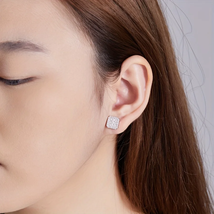 

Cushion Earrings S925 Silver Stud Earring for Women with Gra Certificate Fashion Jewelry New 2025