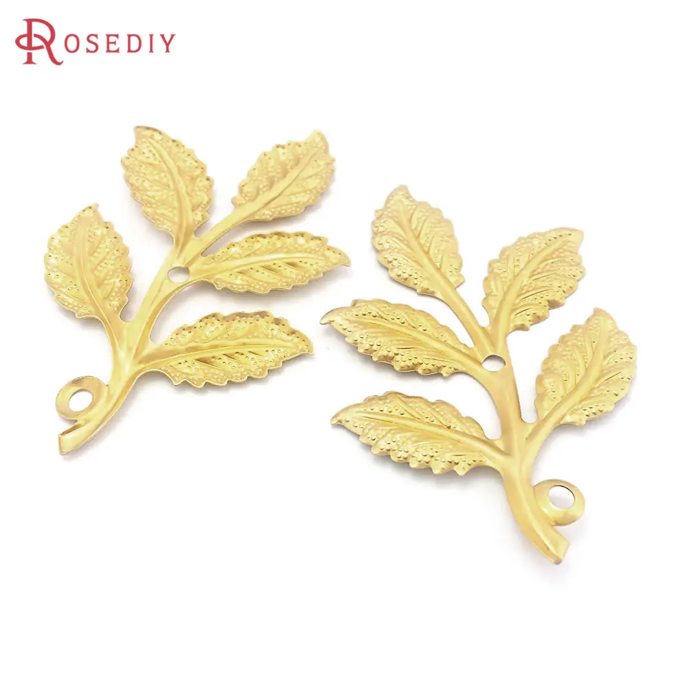 20PCS Not plated color Brass Tree Leaves Charms Pendants High Quality Diy Jewelry Making Supplies Earrings Accessories for Women