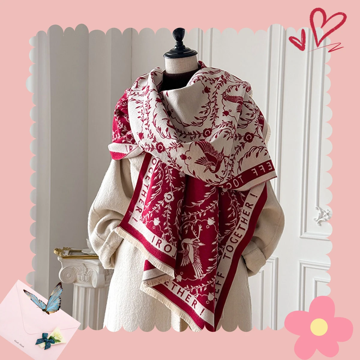 

Женский шарф, новинка 2025 года, теплый студенческий шарф из искусственного кашемира, модная универсальная шаль