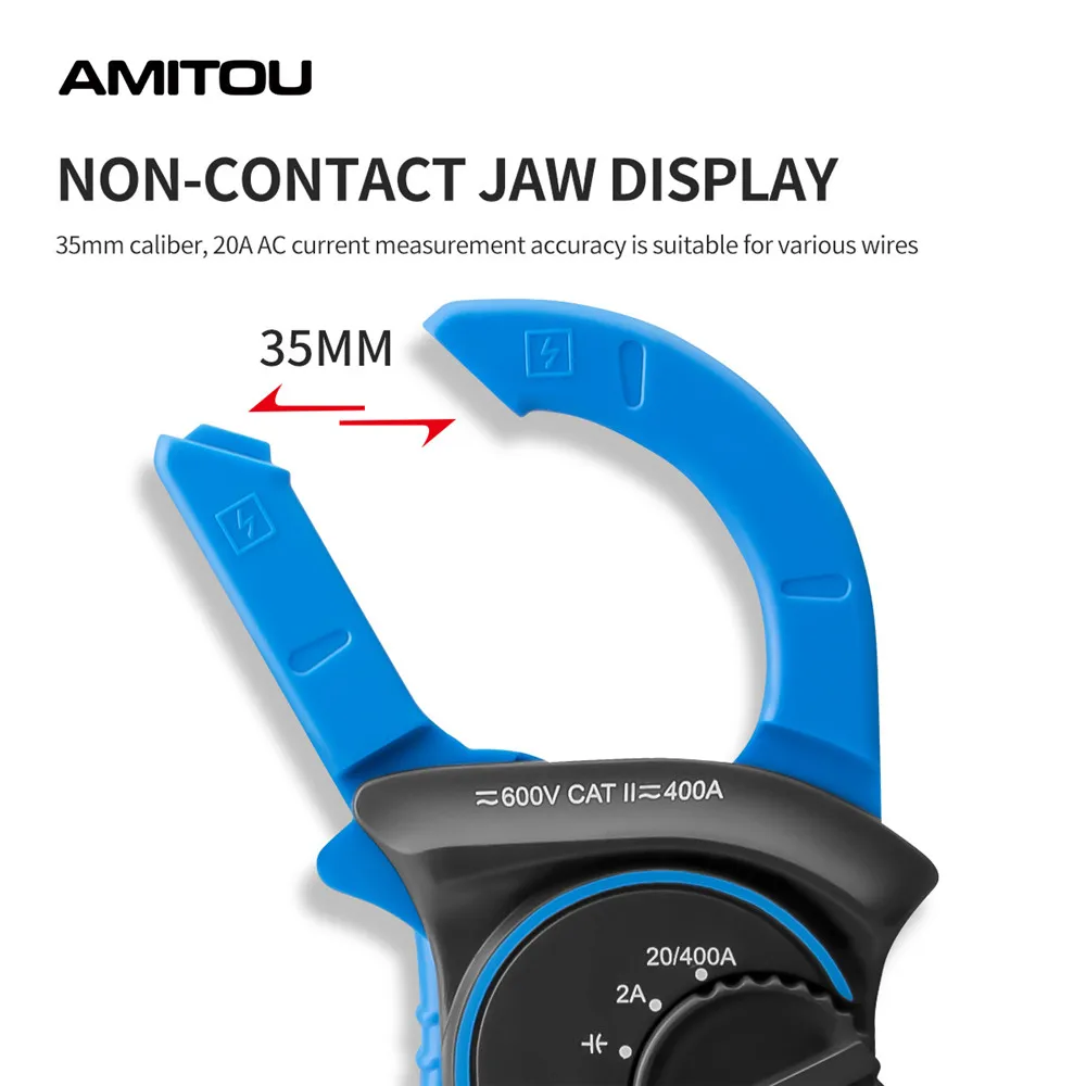 AMITOU ST201 pinzas amperimetricas fugas profesionales ac/dc tester clamp meter comprobador herramientas de electricista profesional digital voltimetro multimetro medidor probador de corriente instrumentos eléctricos