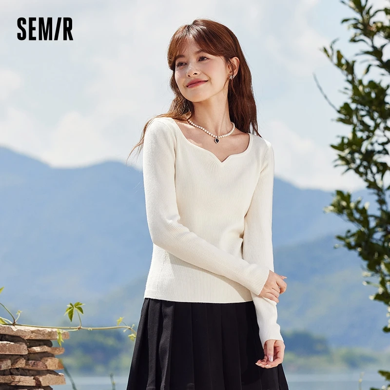 Semir-単色の女性用セーター,用途が広い,肌に密着したシャツ,気質,シンプル,柔らかく,冬,新しいコレクション2023