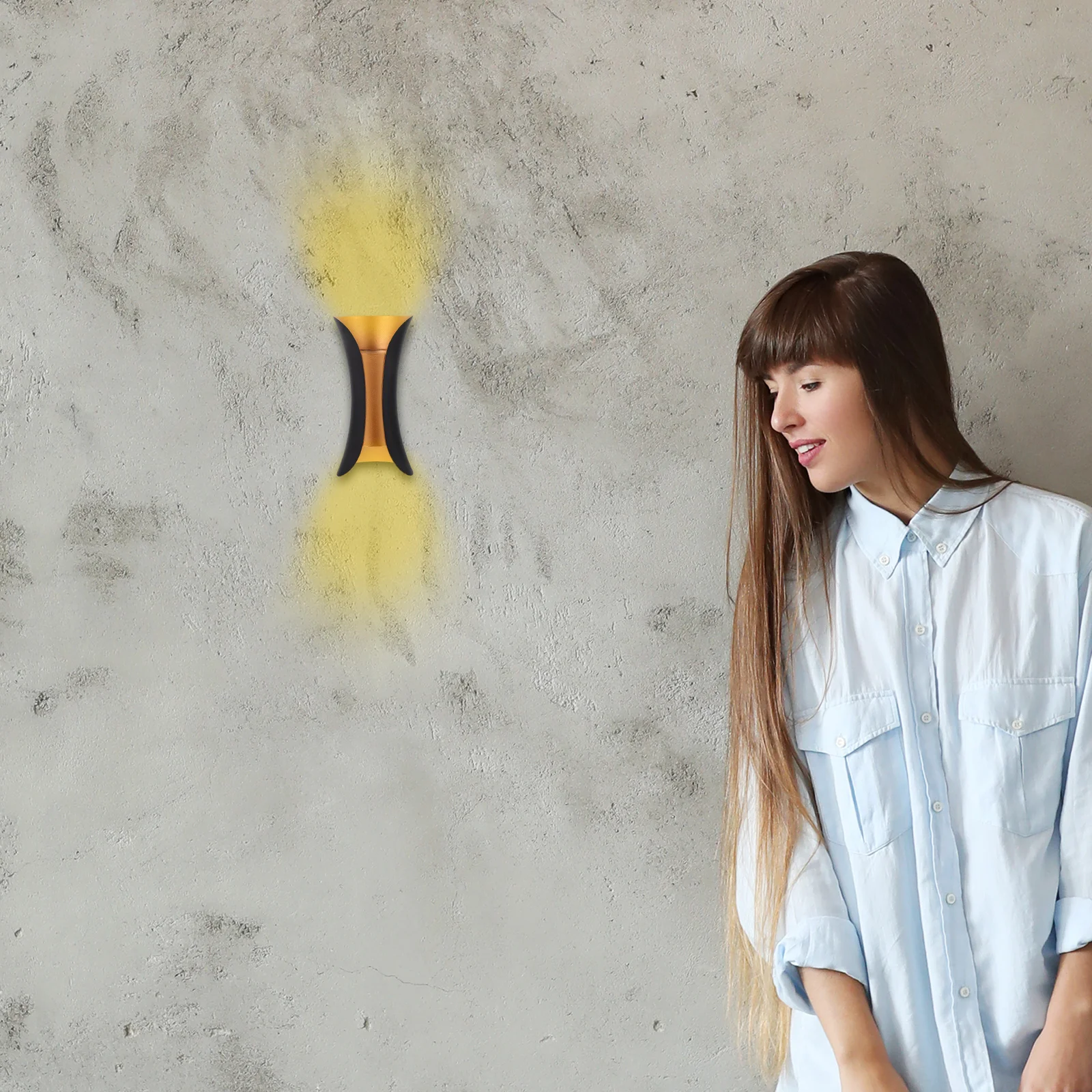 

Dual 5W LED Waterproof Outdoor Wall Lamp Golden Minimalist Design Indoor Outdoor Decoration Light Corridor Lawn