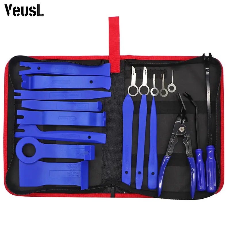 

19pcs Auto Fastener Clip Hand Tool Set Interior Door Clip Panel Trim Removal Tool Kit Car Conversion Pry Disassembly Repairing