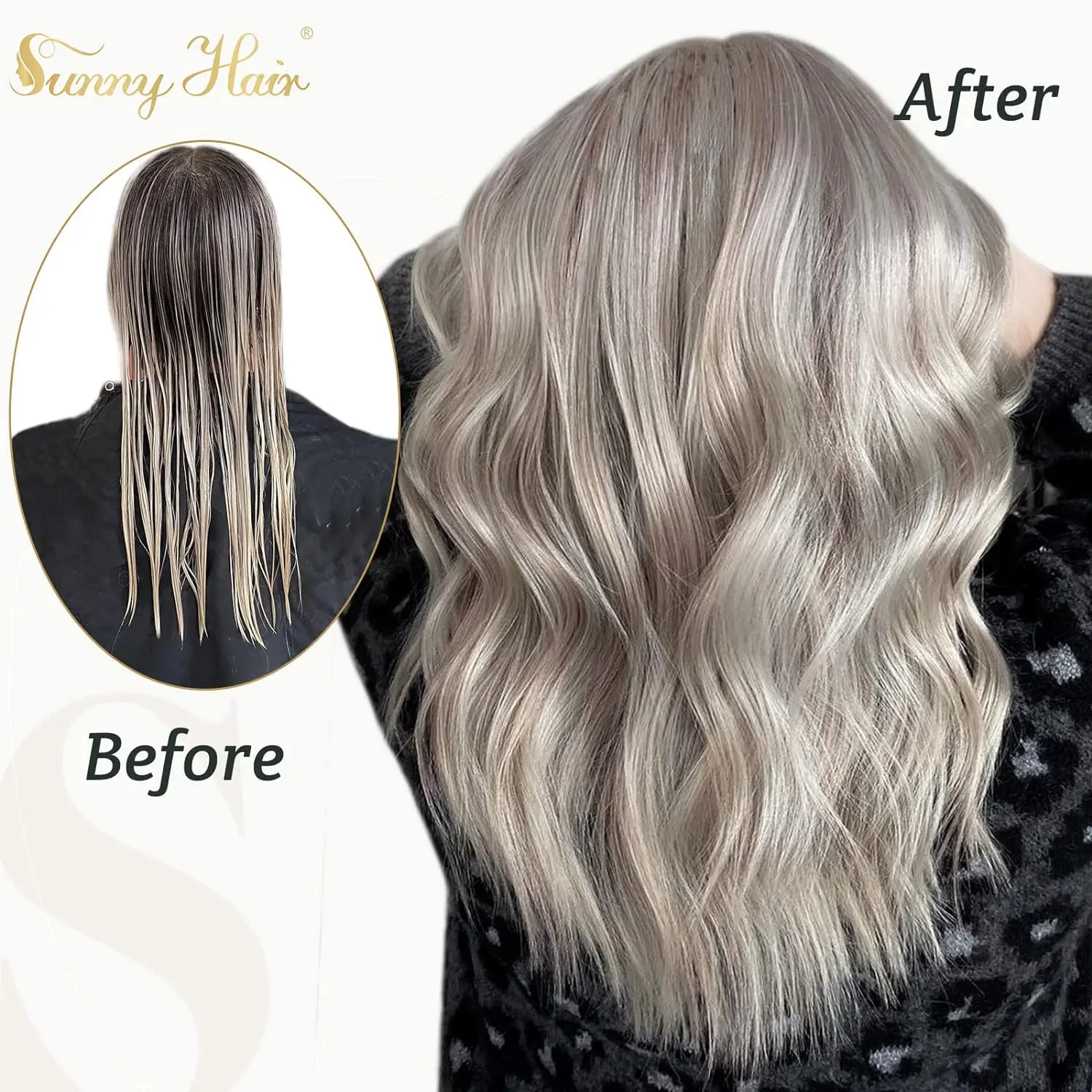 Sunny-Extensions de Cheveux Humains Lisses, 100% Remy, Trame de Peau, Colle Adhésive, pour Salon, Haute Qualité