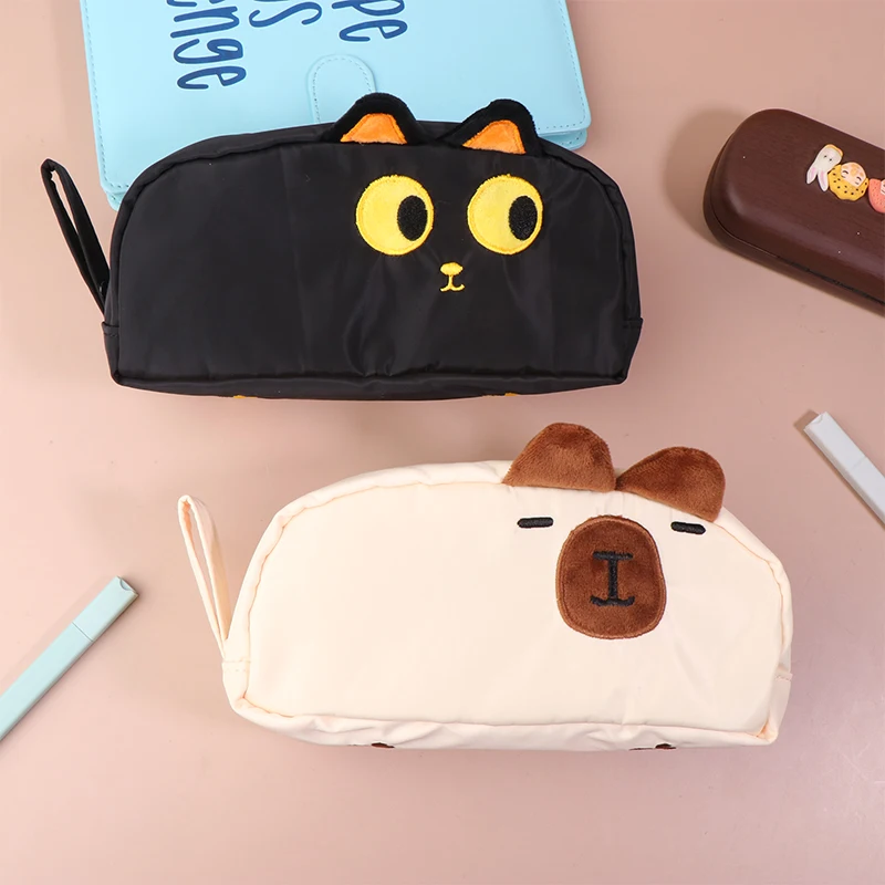 

New Cute Capybara Plush Pencil Case Cosmetic Bag Large Capacity Stationery Box Pen Pouch Bag School Supplies Stationery Box
