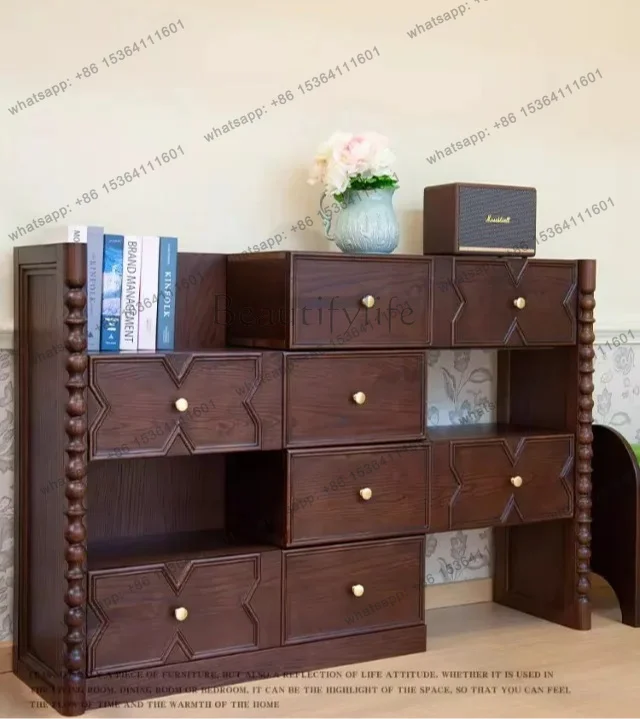 PG American solid wood telescopic shoe cabinet, household entrance storage cabinet integrated with wall decoration