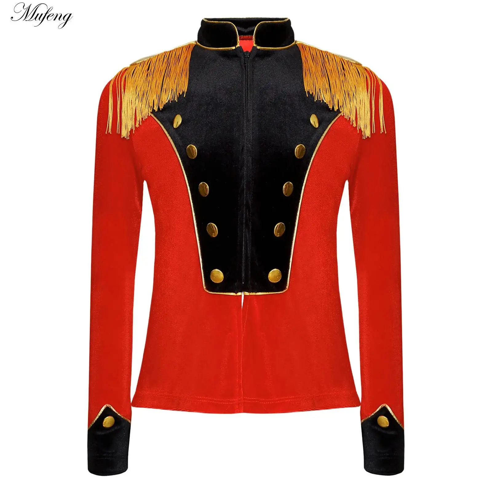 Kids Girls Tassel Velvet Jacket Coat Halloween Circus Ringmaster Cosplay Costumes for Majorette Toy Soldier Drum Band Uniform