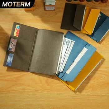 トラベルノート用ジッパー式ファイル収納バッグ、洗える特殊紙ポケット、カードホルダー、ビルポーチフォルダー、文房具アクセサリー