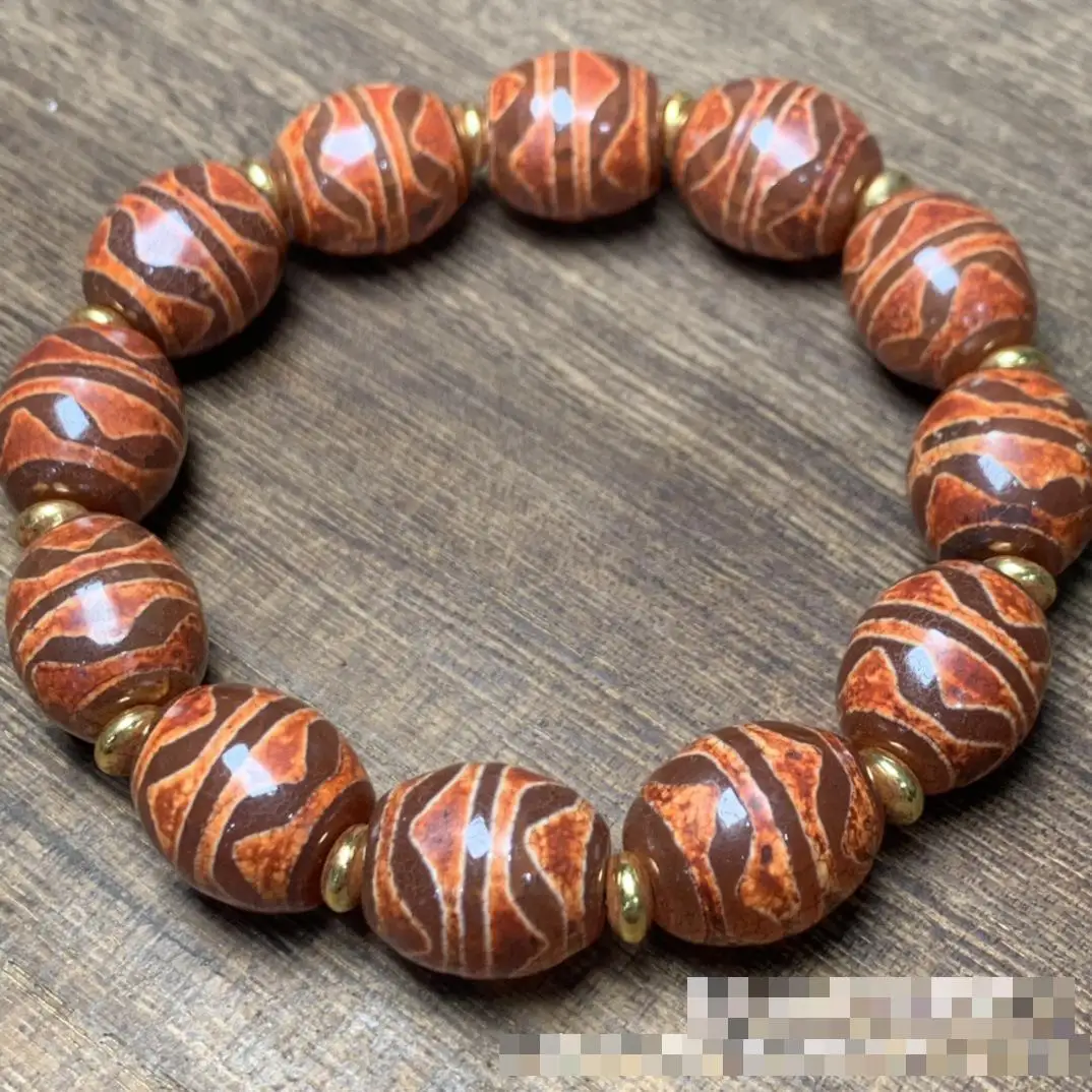 

Тибетский буддизм фэншуй агатовый браслет браслеты для мужчин женщин ювелирные изделия натуральный тибет старый агат тигровый зуб Дзи бусины браслеты