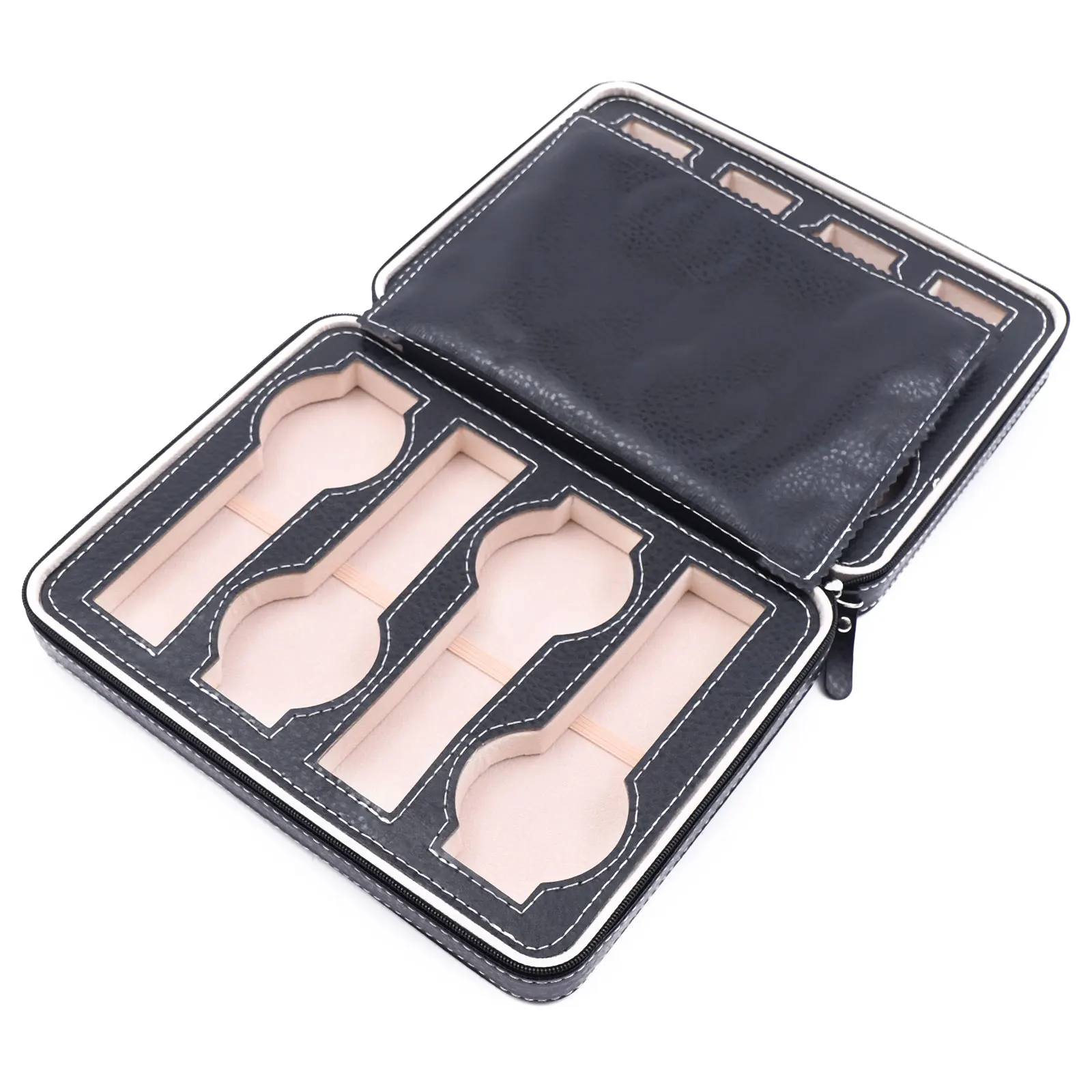 時計収納バッグ、男性と女性のための時計バッグ、個人使用のためのジッパーPU付き時計ディスプレイバッグ、または店舗ディスプレイブラック