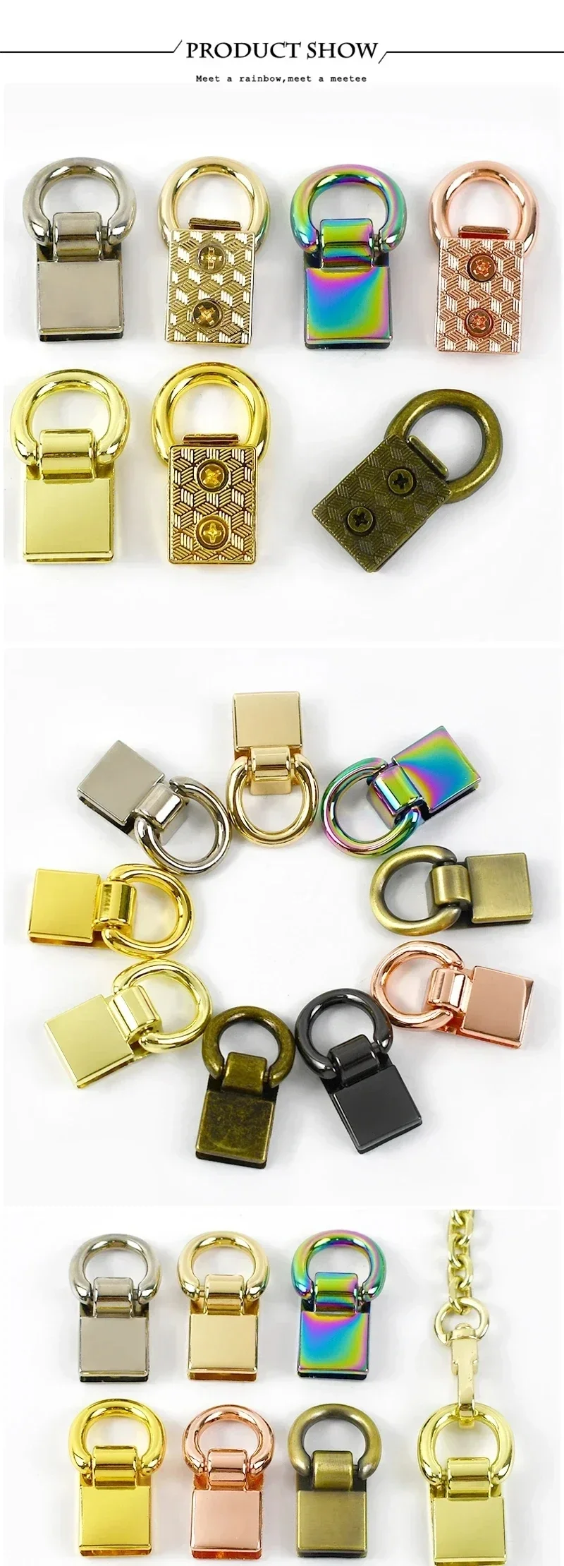 2/4/10Pcs Deepeel Bag Side Clip Buckles D Ring Belt Hook Clasp Handbag Strap Chain Connector Buckle DIY Craft Hardware Accessory