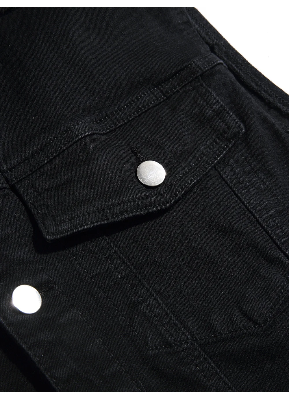 Klassische schwarze Jeansweste für Herren, einfarbig, vielseitig kombinierbar, ärmellose Weste, Baumwoll-Cargo-Tanktop, Großhandel, Dropshipping – Detail 7