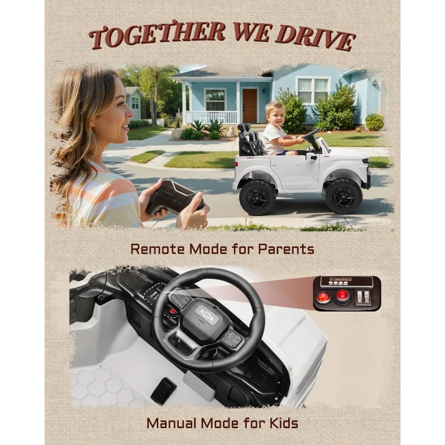 Carro de passeio de 2 lugares 24V para crianças, carro elétrico Chevrolet Silverado licenciado para crianças com controle remoto, carro infantil com azul