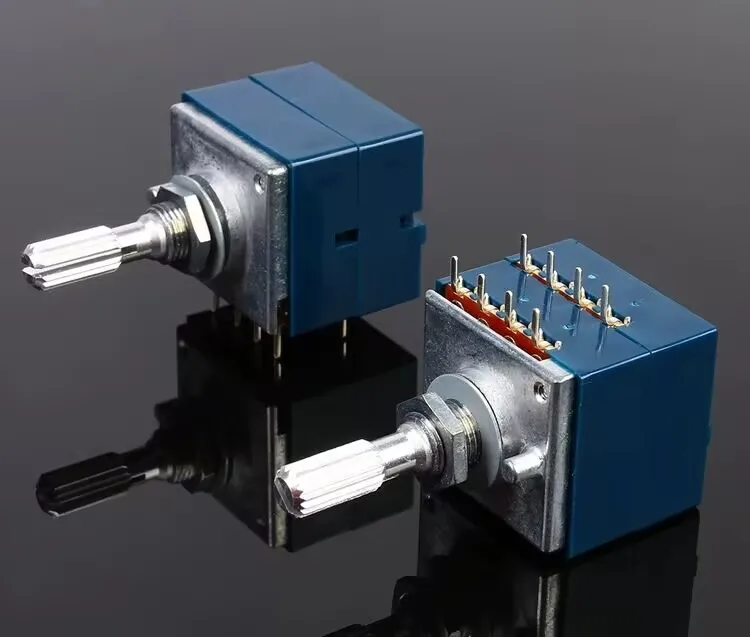1 ชิ้น, ALPS RK27 ประเภท dual - Gang Volumetionmeter, 50KA 100KA, 8 Pins, ความยาวเพลา 25 มม., Volume ลูกบิด