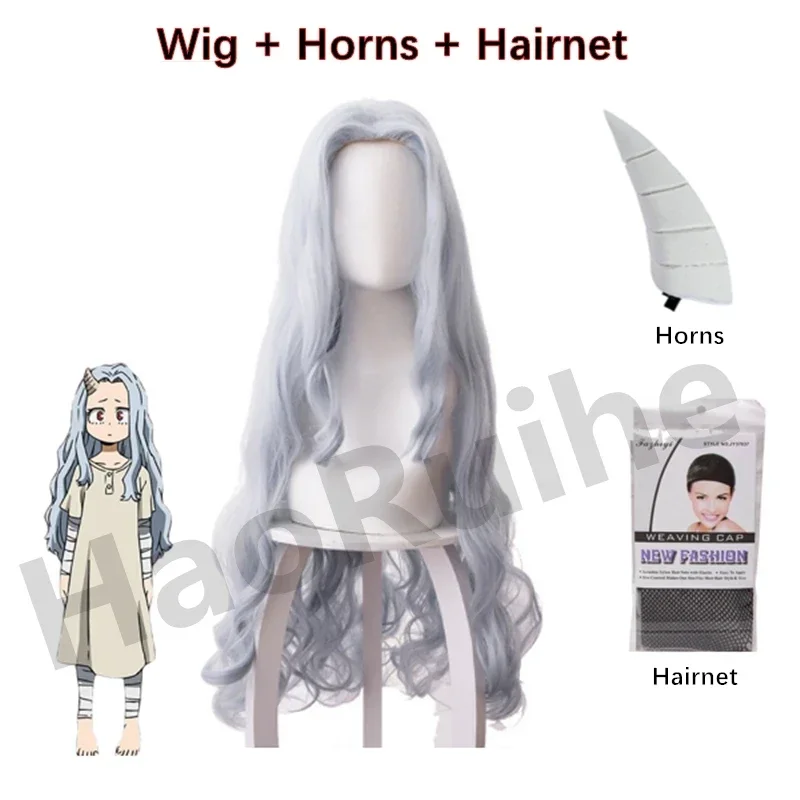 أنيمي Boku No My Hero Academia Season4 Eri أزياء تنكرية فستان الهالوين زي قرون الباروكات غطاء شعر مستعار مجاني MN1