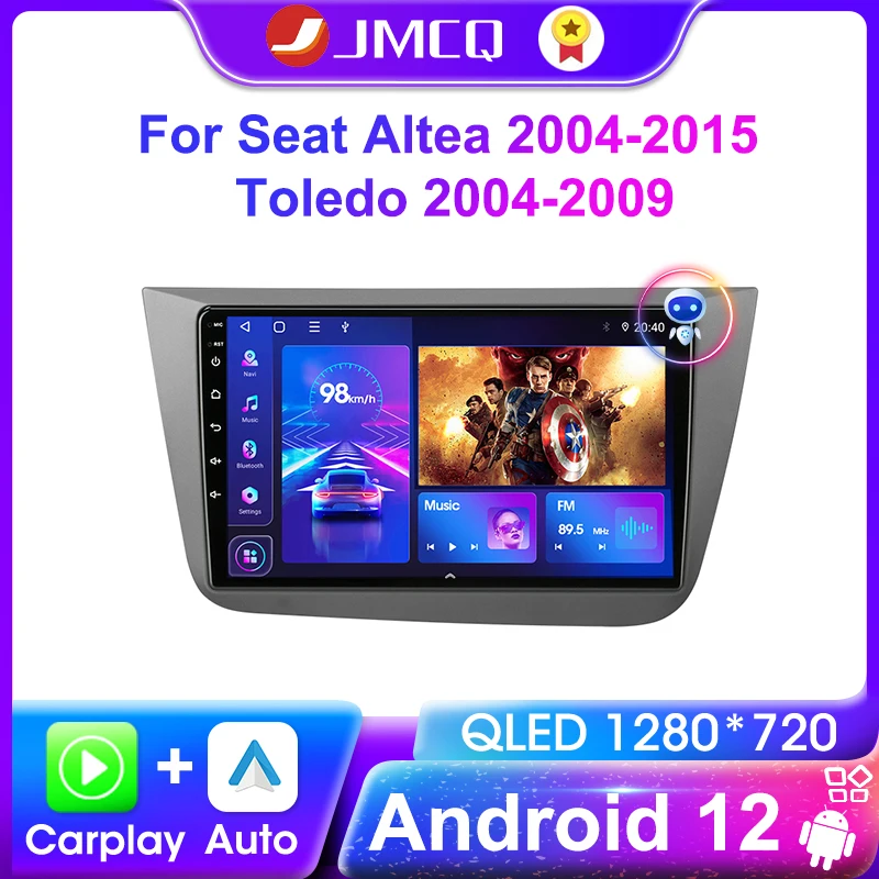 JMCQ Android 12 For Seat Altea 2004-2015 Toledo 2004-2009 Car Radio Car Multimedia Player CarPlay GPS 2 Din Navigation Head Unit