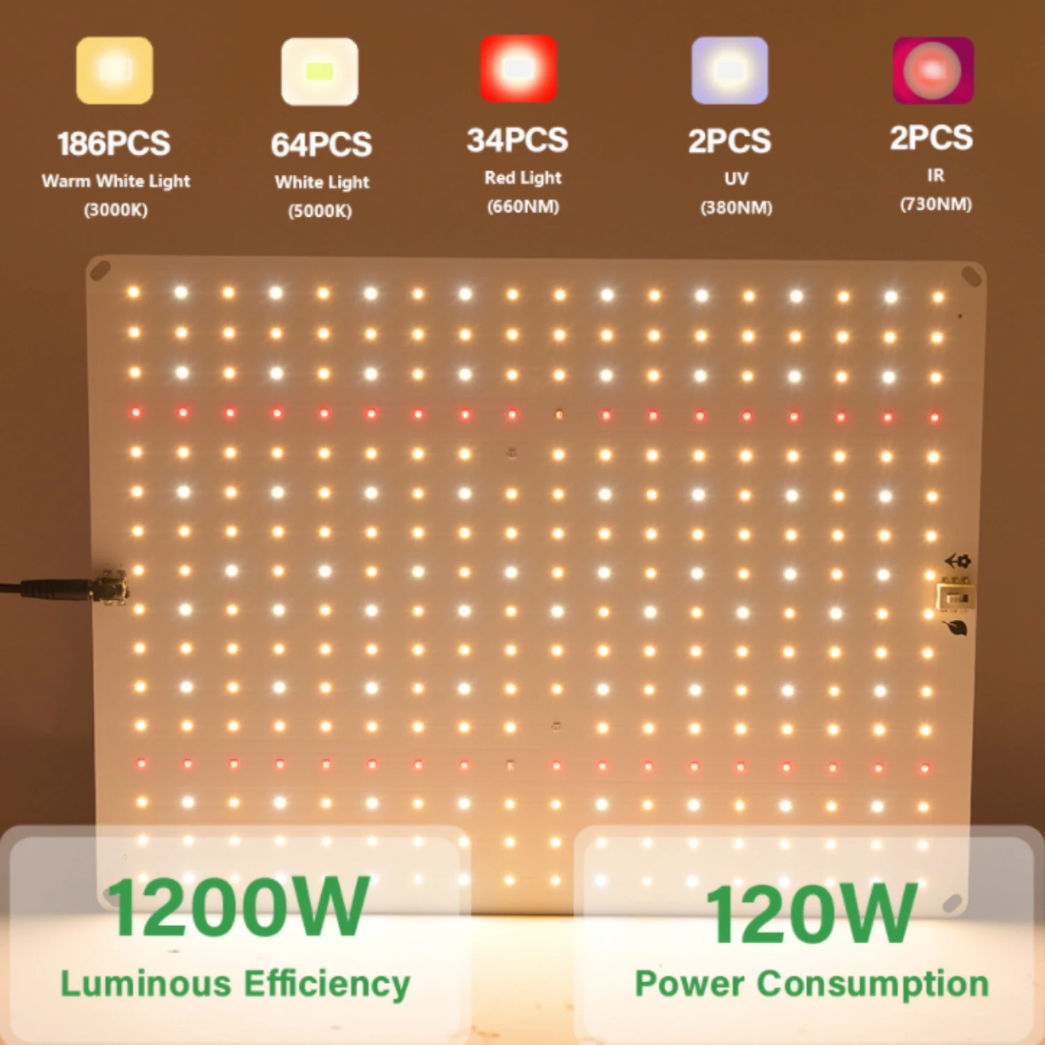 

LED Grow Light 1200W Full Spectrum Phytolamp EU Plug Dimmable Quantum Growing Lamp for Indoor Veg Flower Greenhouse Plant Light