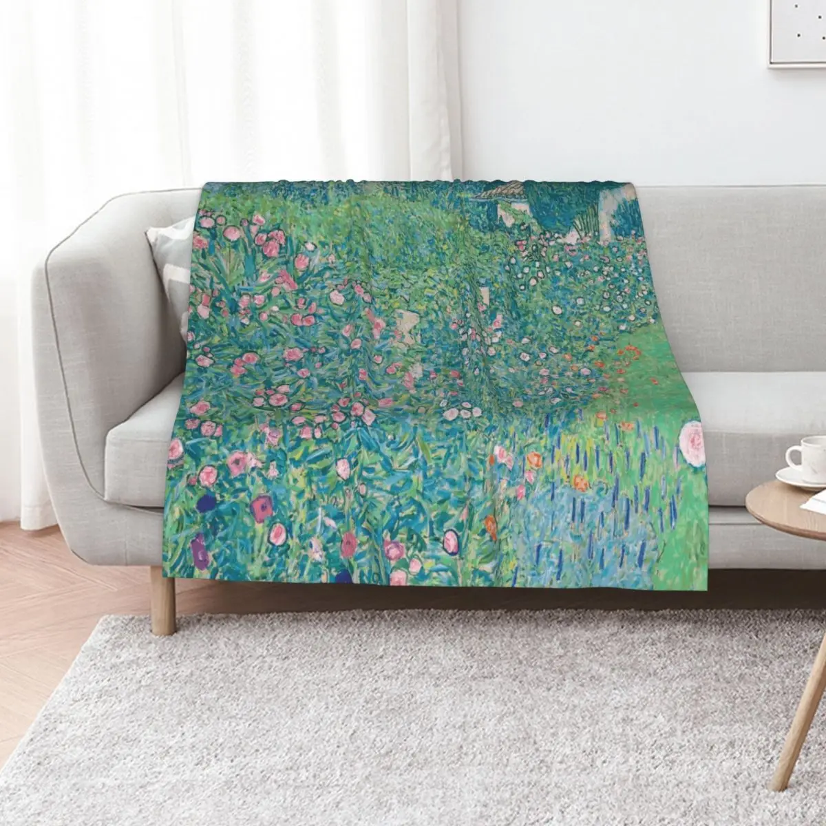 Gustav Klimt - Italian Garden Landscape Throw Blanket Machine Washable Soft Warm Blanket
