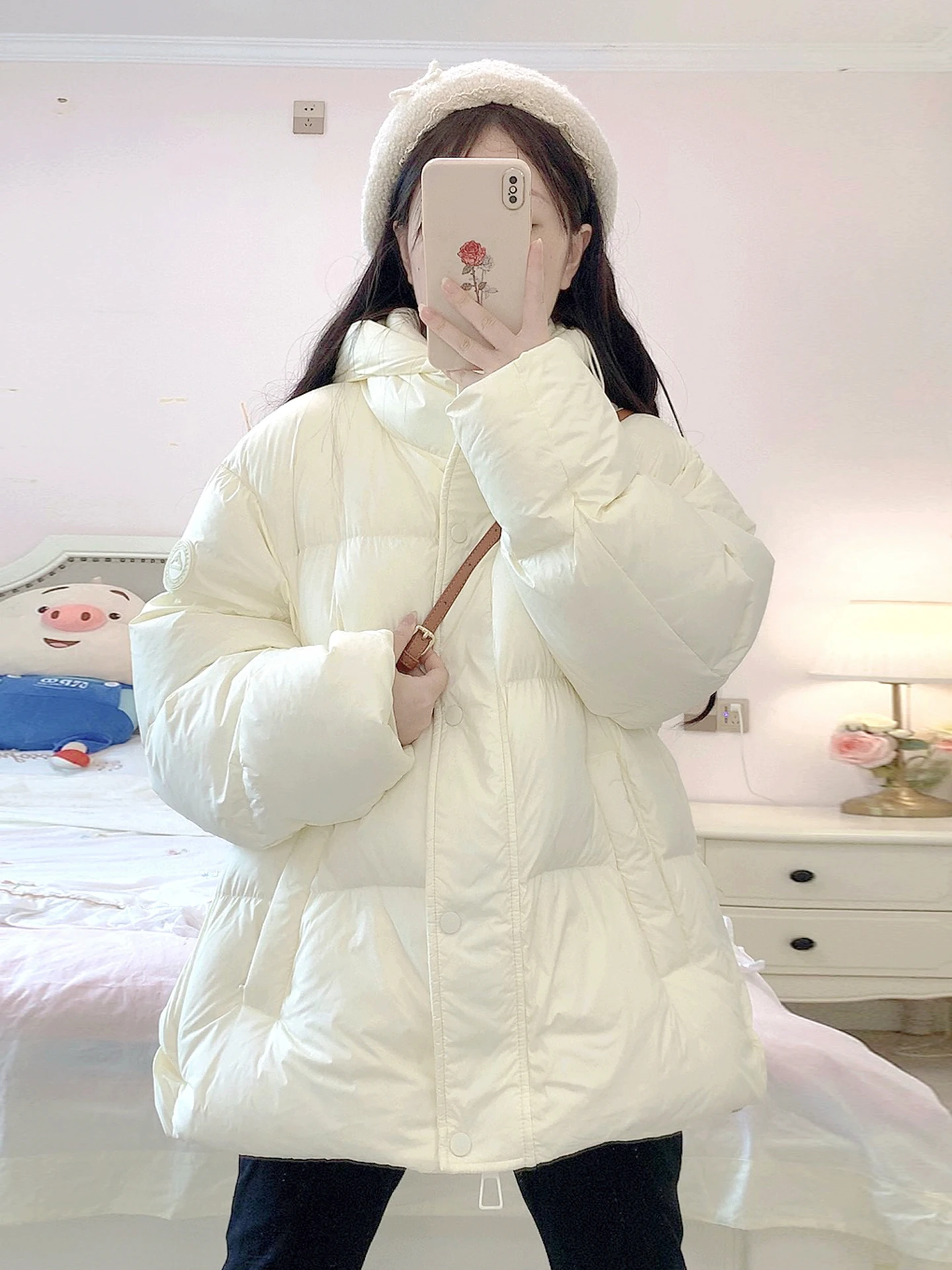 Orp Purple Puffer Jaet mujer 2025 nuevo invierno ligero Cact Super lindo ropa de invierno prendas de vestir exteriores pan Sle