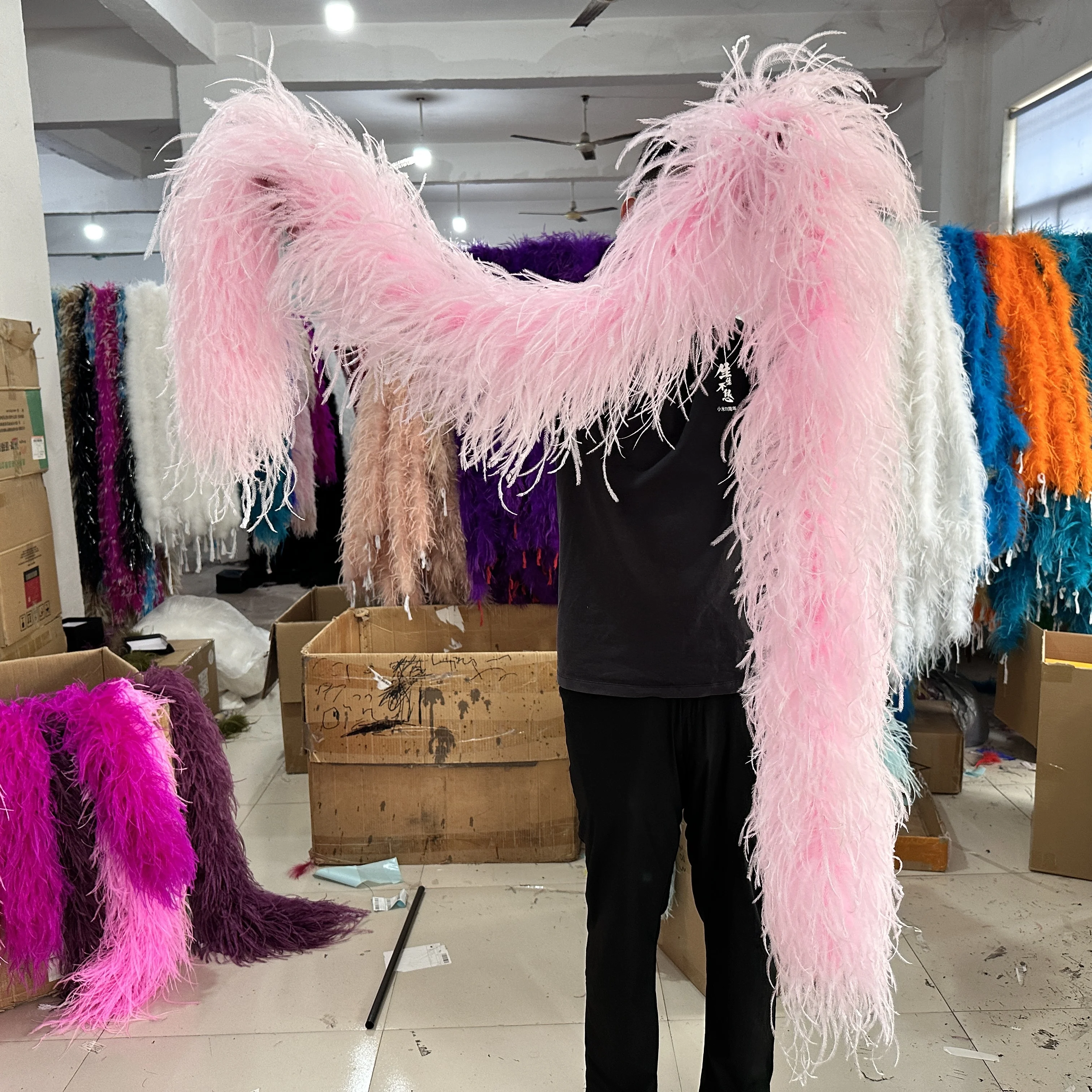 

Fluffy Pink Boa 1M 2M Natural Ostrich Feathers Boa Scarf for Party Clothing Sewing Plumas Decoration Trims 6 10PLY