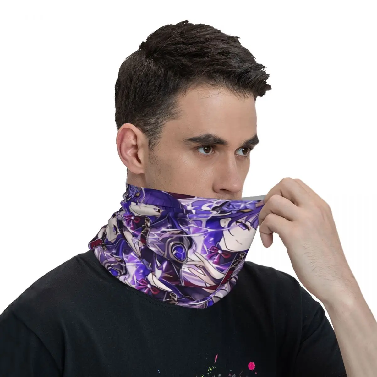 Genshin Impact Raiden Shogun Retro Headband Neck Thin Men Women Hiking Tube Scarf Face