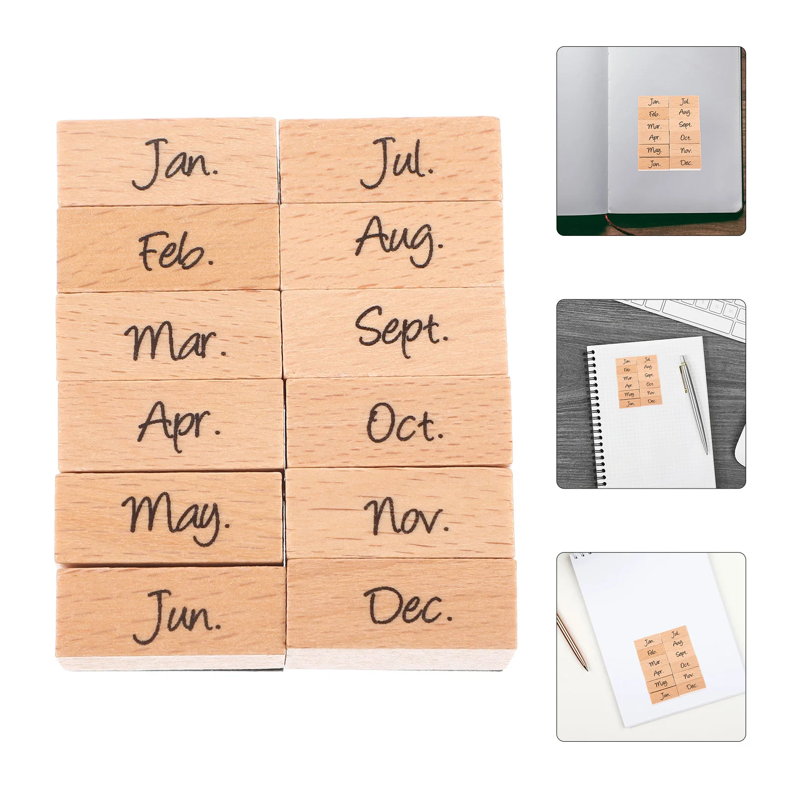 12 Pcs Month Stamp Monthly Stamps Set Vintage Planner Stamps Craft Storage Jar Decor Handmade Cards Accessory