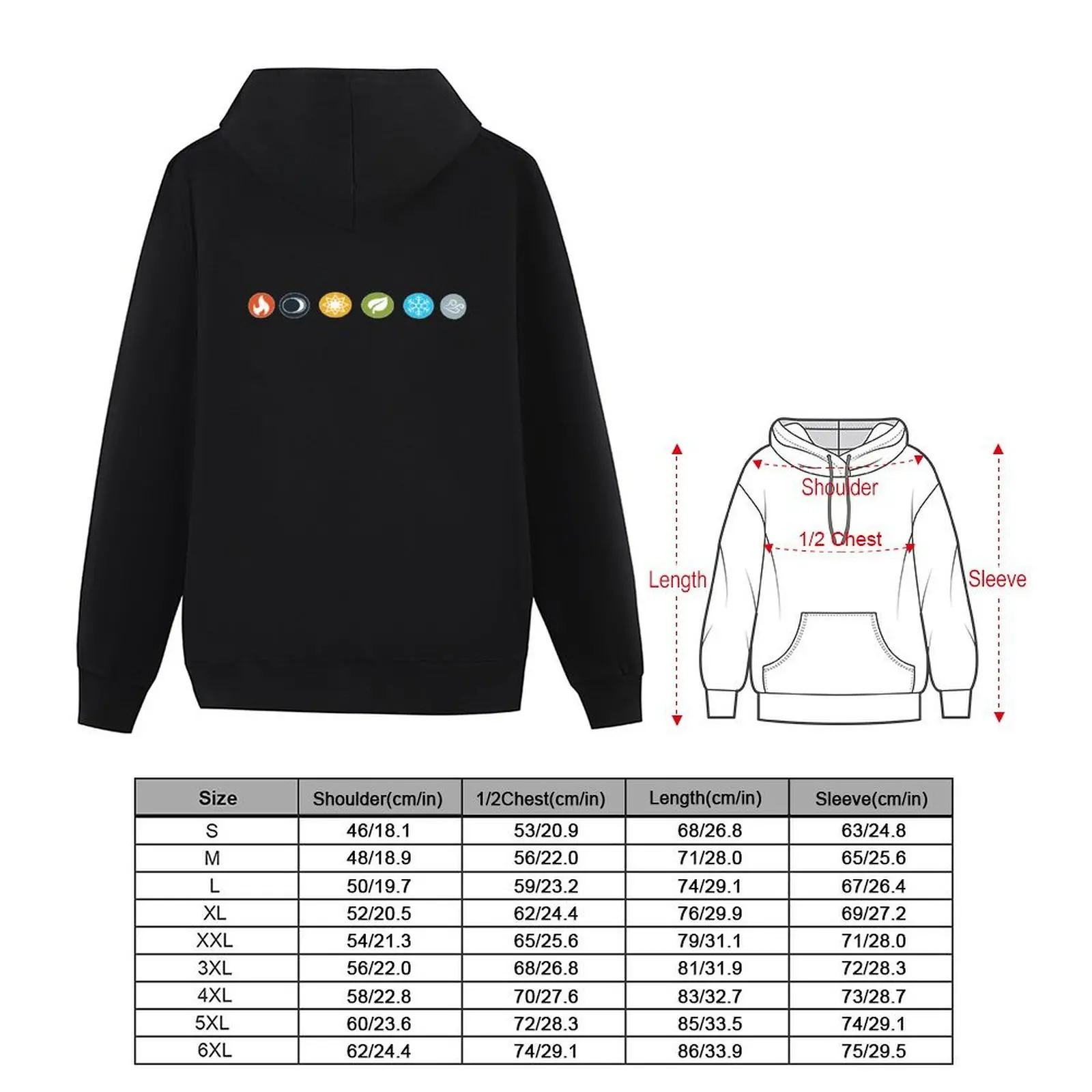 Gloomhaven Elements Symbols Hoodie anime clothes men wear mens clothes winter clothes hoodie streetwear