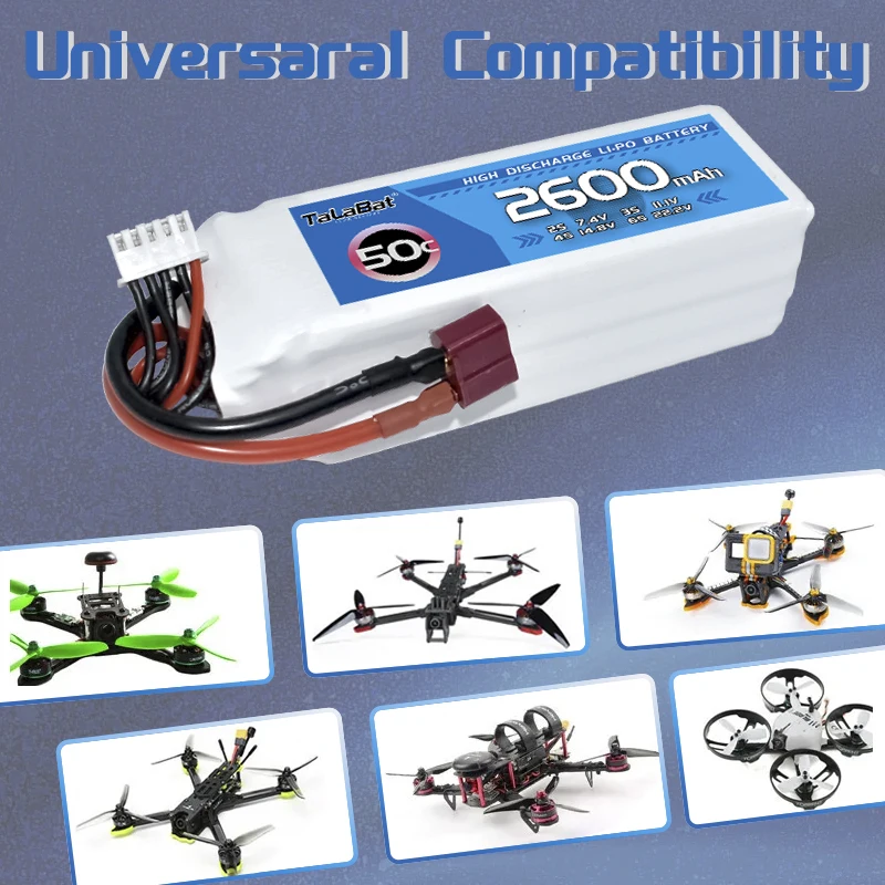 TalaBat 50C 2600mAh 14.8V Rechargeable Drones Lipo Battery For RC Helicopter Quadcopter FPV Racing Drone Parts With T XT60 Plug