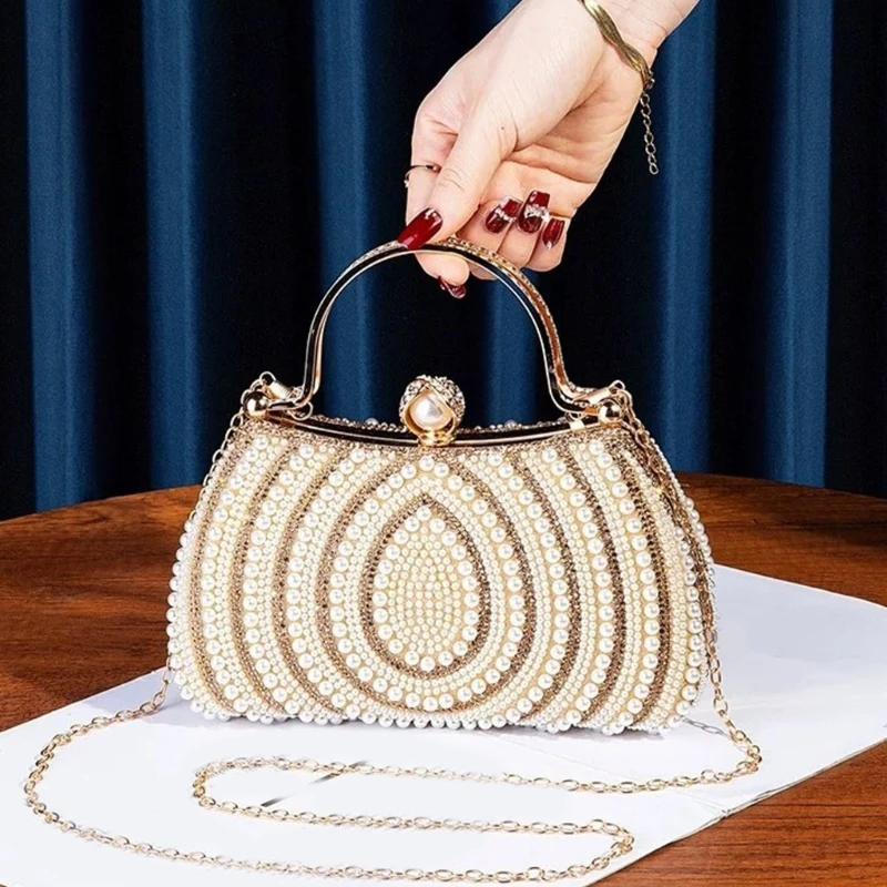 

H3CB Sparkling Rhinestones Evening Bag With Adjustable Strap Lightweight Design Crossbody Shoulder Bag For Banquets Bridal Event