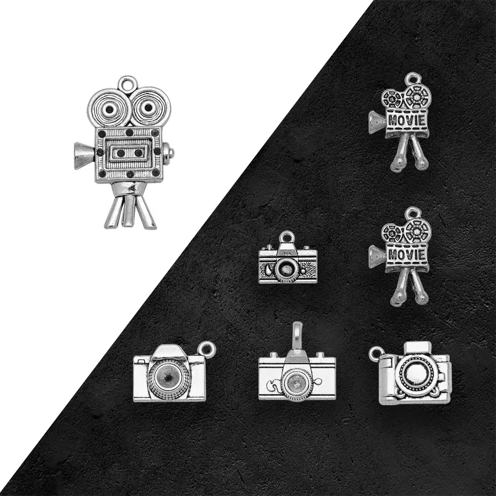 Antyczne posrebrzane kamera wideo rejestrator Charms Movie Travel zawieszki dla majsterkowiczów komponenty do wyrobu biżuterii akcesoria akcesoria