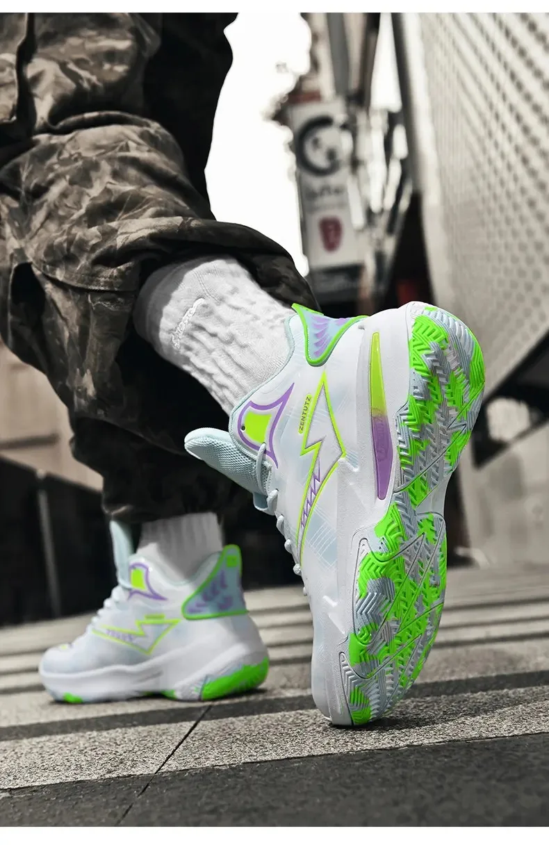 أحذية كرة السلة الشبكية القابلة للتنفس للرجال والنساء على طراز الزوجين أحذية رياضية مضادة للانزلاق ومقاومة للاهتراء وممتصة للصدمات