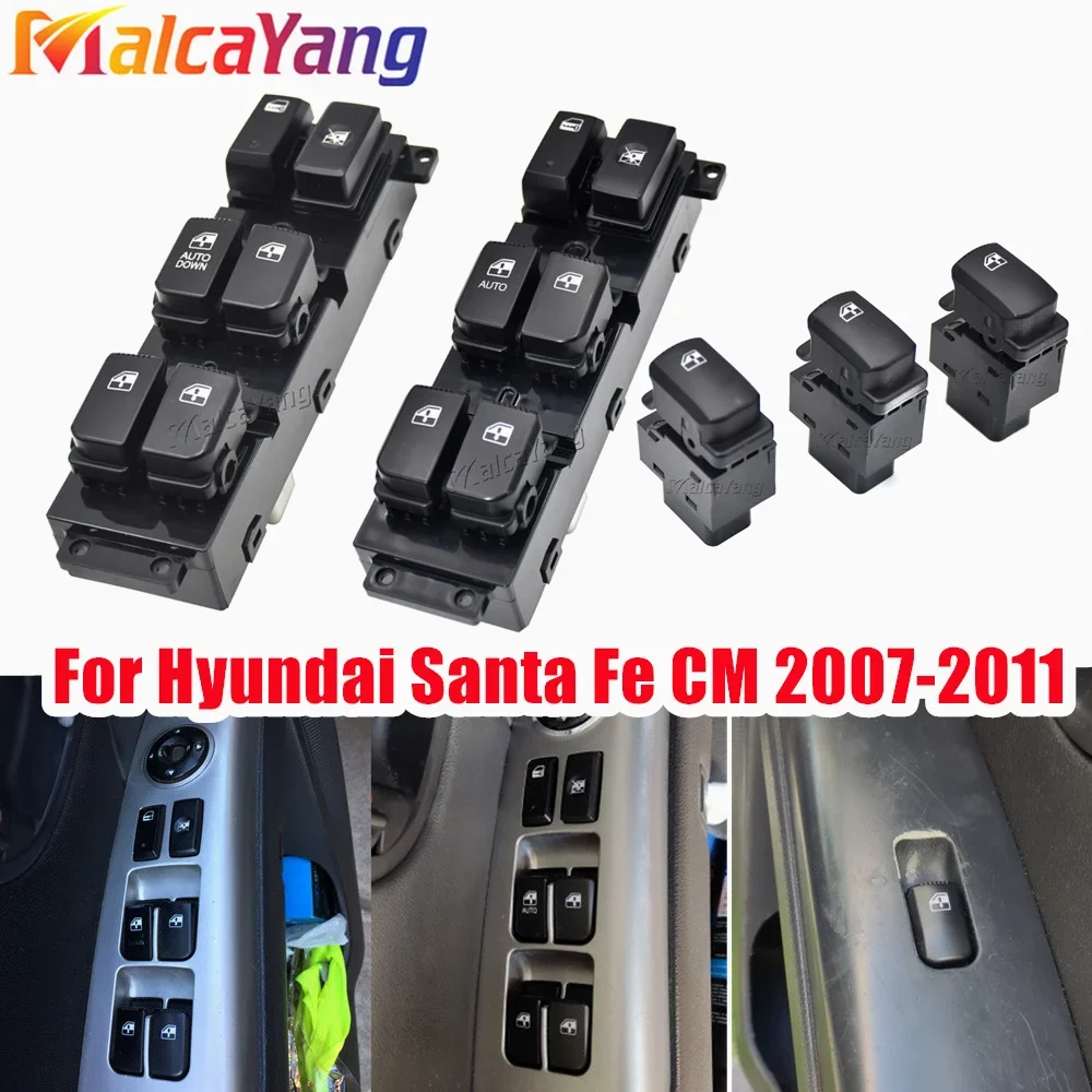 For Hyundai Santa Fe CM 93570-2B000S4 371491-110 2007 2008 2009 2010 2011 Front Left Master Power Window Switch Control Button