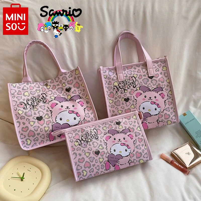 

Новая женская сумка Miniso Hello Kitty, модная Высококачественная женская сумка через плечо, Женская мини-сумка большой вместимости с мультяшным рисунком