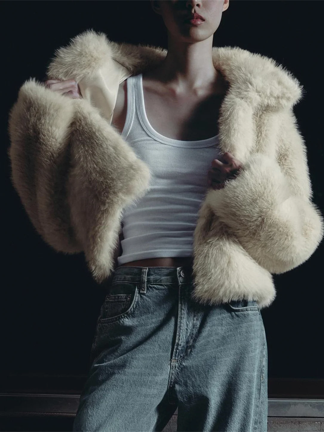 ملابس خارجية من الفرو الاصطناعي قابلة للتأثير للنساء مع إحساس راقي 5320725 معطف طويل من Ele #2